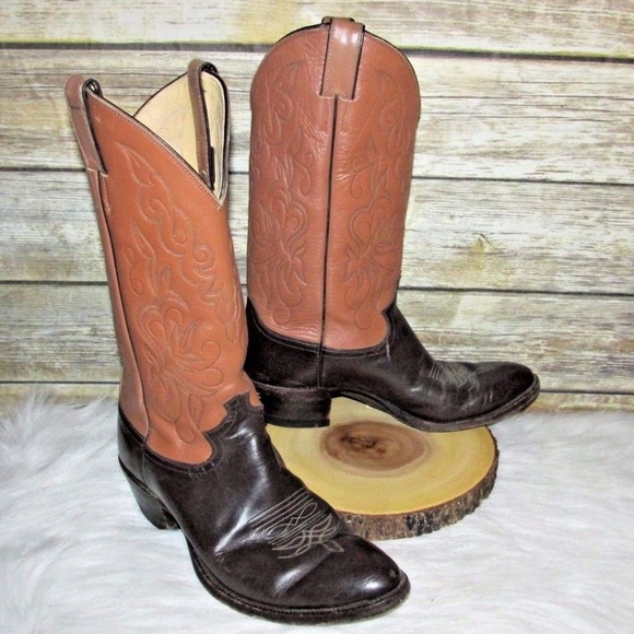 Justin Brown Tan Leather Cowboy Boots